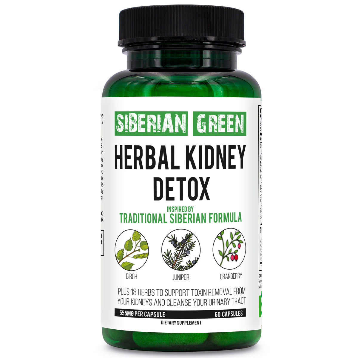 Desintoxicación renal a base de hierbas Siberian Green 60 cápsulas - Arándano, abedul y enebro