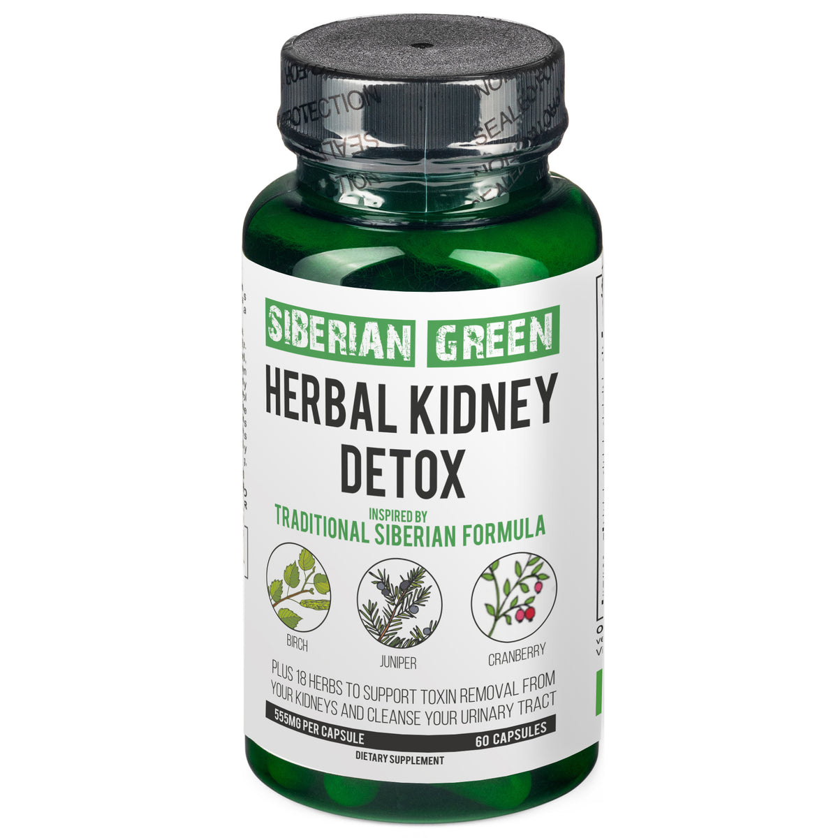 Desintoxicación renal a base de hierbas Siberian Green 60 cápsulas - Arándano, abedul y enebro
