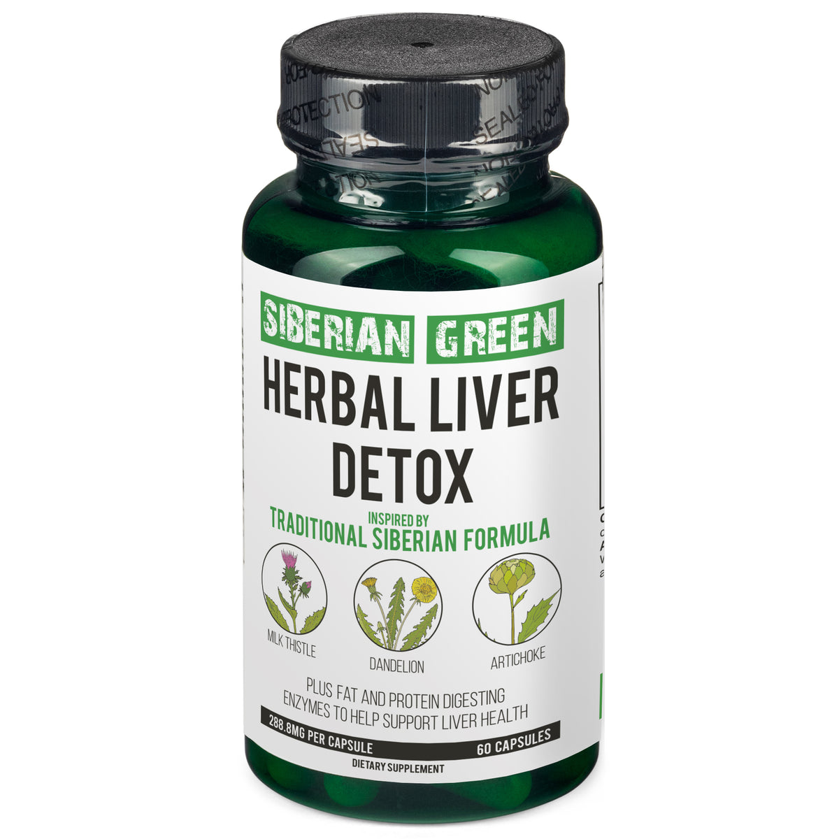 Desintoxicación hepática a base de hierbas Siberian Green 60 cápsulas: cardo mariano, alcachofa, diente de león