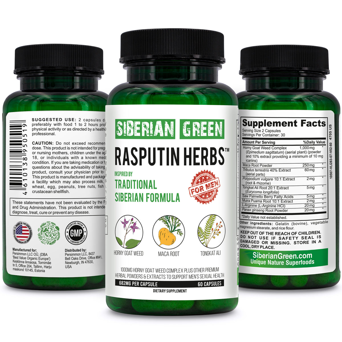 Rasputin Herbs con hierba de cabra en celo, raíz de maca, complejo Tongkat Ali, 60 cápsulas