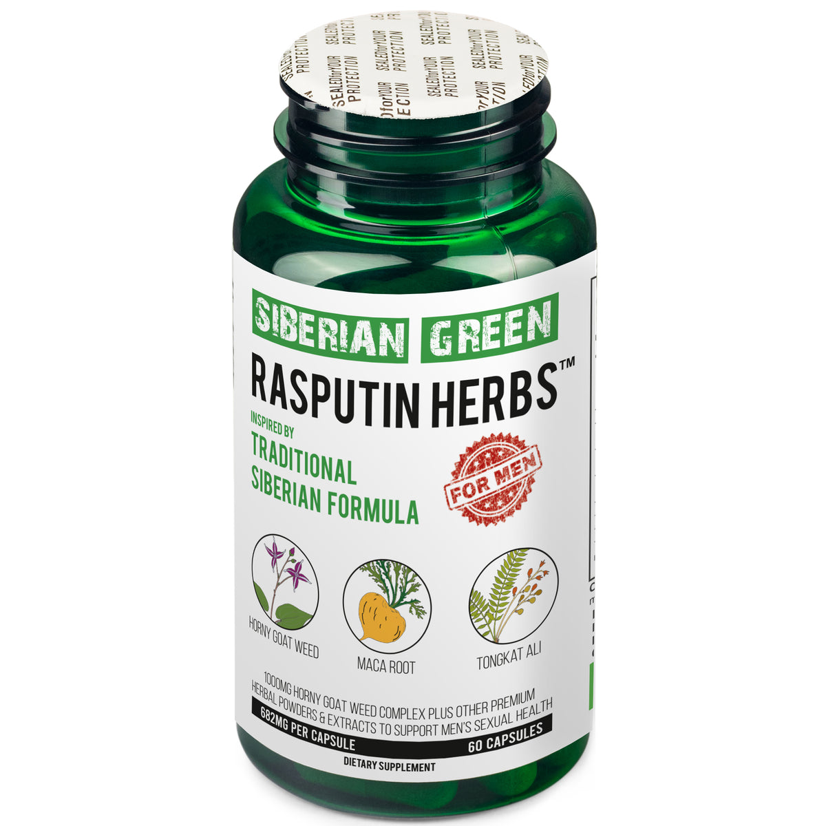 Rasputin Herbs con hierba de cabra en celo, raíz de maca, complejo Tongkat Ali, 60 cápsulas