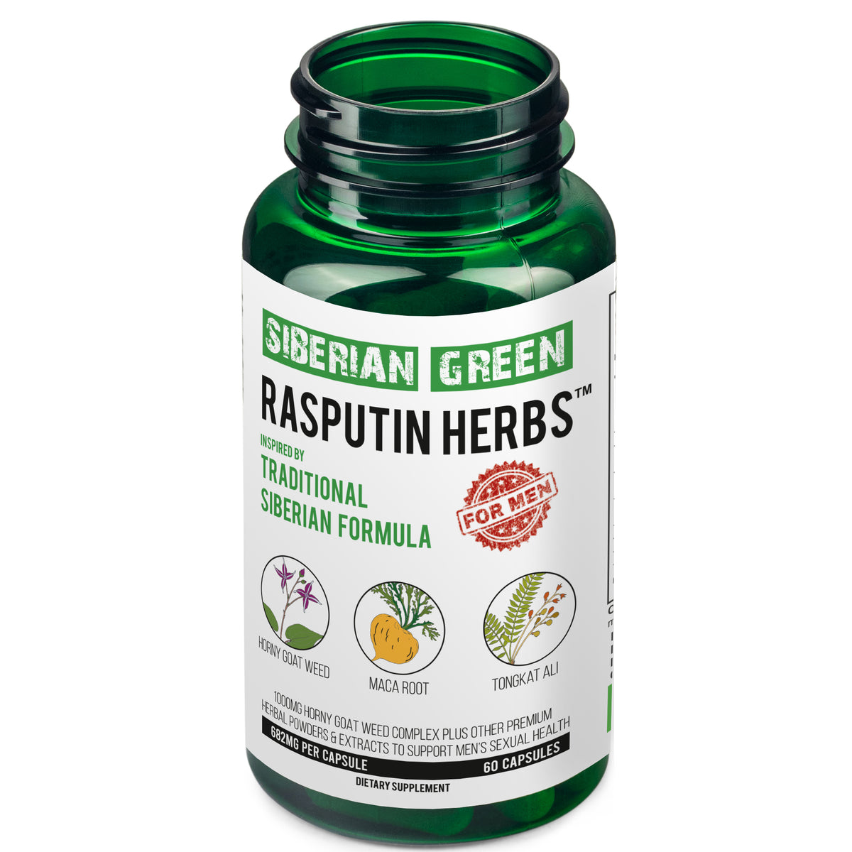 Rasputin Herbs con hierba de cabra en celo, raíz de maca, complejo Tongkat Ali, 60 cápsulas