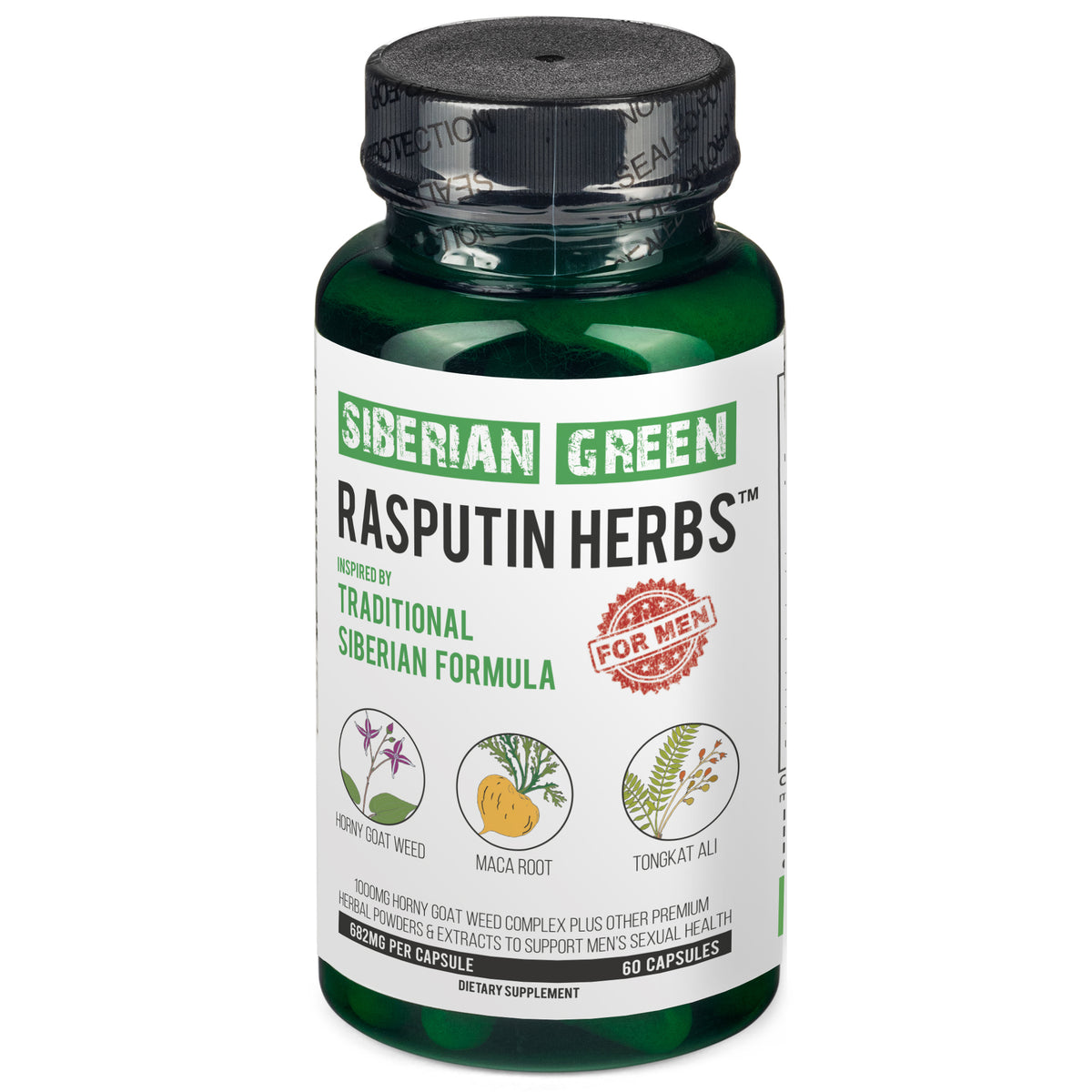 Rasputin Herbs con hierba de cabra en celo, raíz de maca, complejo Tongkat Ali, 60 cápsulas
