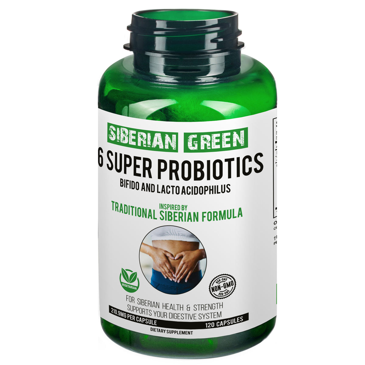 6 Super Probióticos Siberian Green Bifido y Lacto Acidophilus 120 Cápsulas