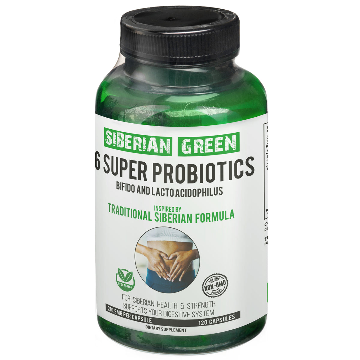 6 Super Probióticos Siberian Green Bifido y Lacto Acidophilus 120 Cápsulas
