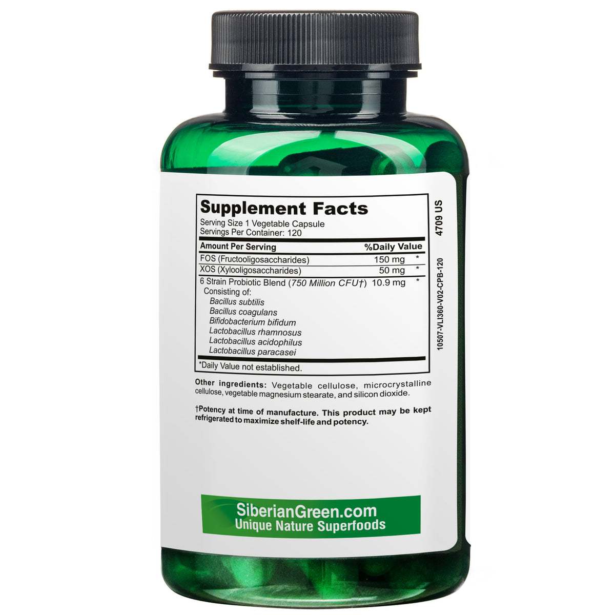 6 Super Probióticos Siberian Green Bifido y Lacto Acidophilus 120 Cápsulas