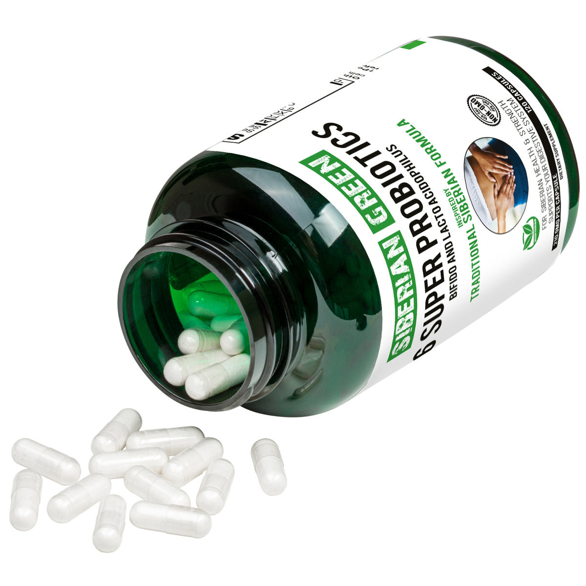 6 Super Probióticos Siberian Green Bifido y Lacto Acidophilus 120 Cápsulas