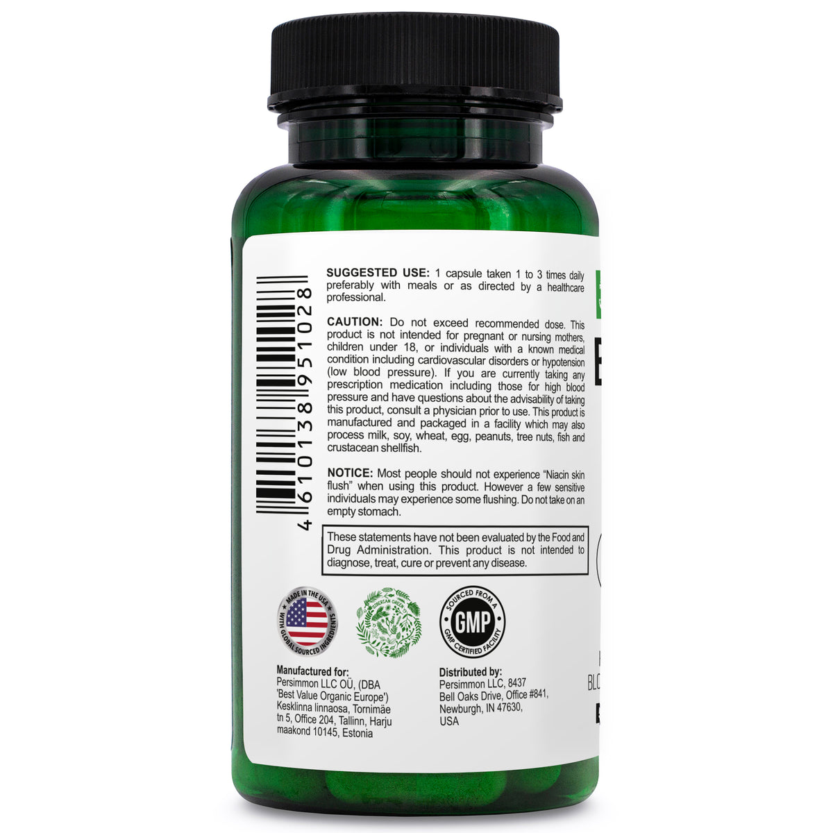 Suplemento herbal para la presión arterial y el corazón Siberian Green, 60 cápsulas, espino blanco, hibisco y ajo