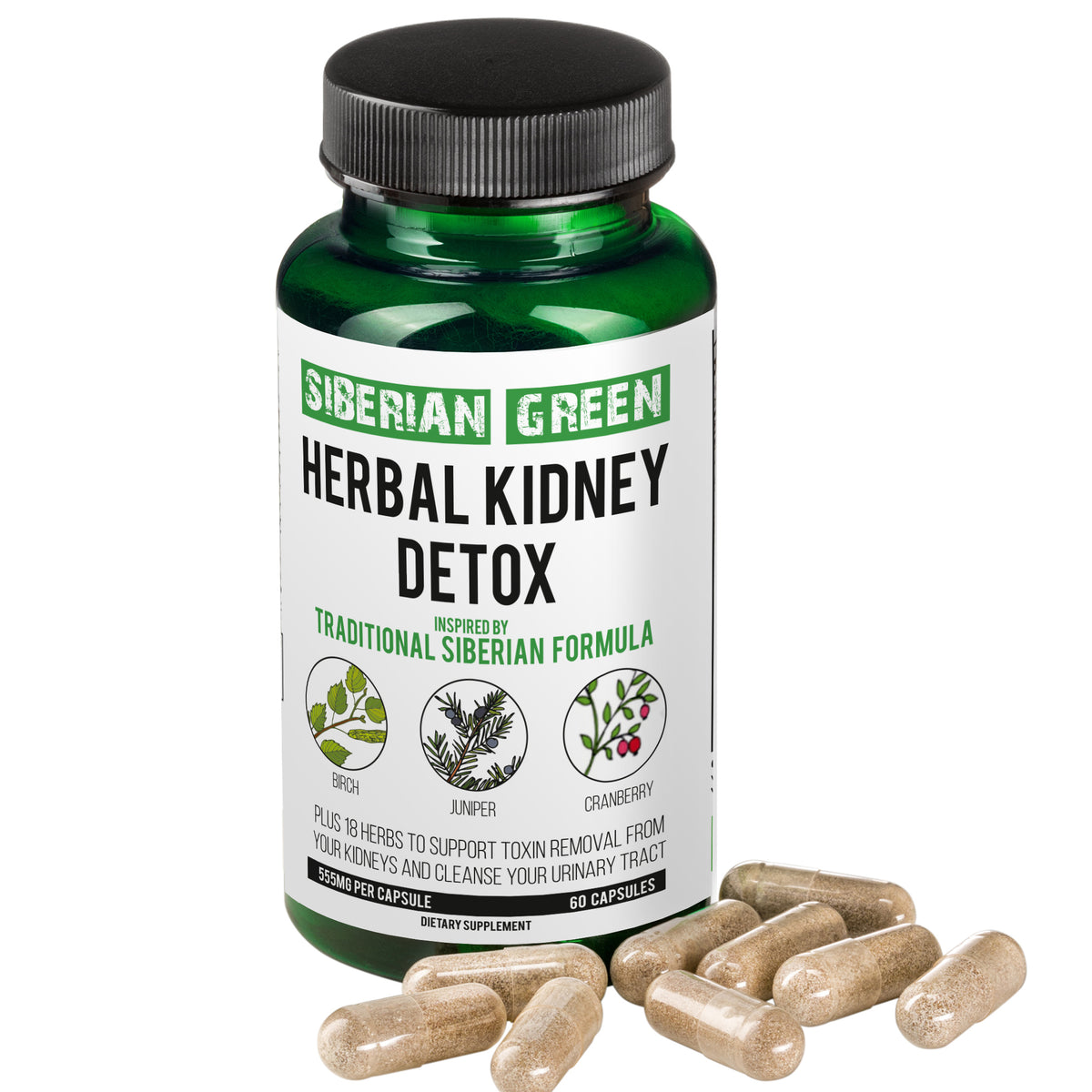 Suplemento herbal para la presión arterial y el corazón Siberian Green, 60 cápsulas, espino blanco, hibisco y ajo
