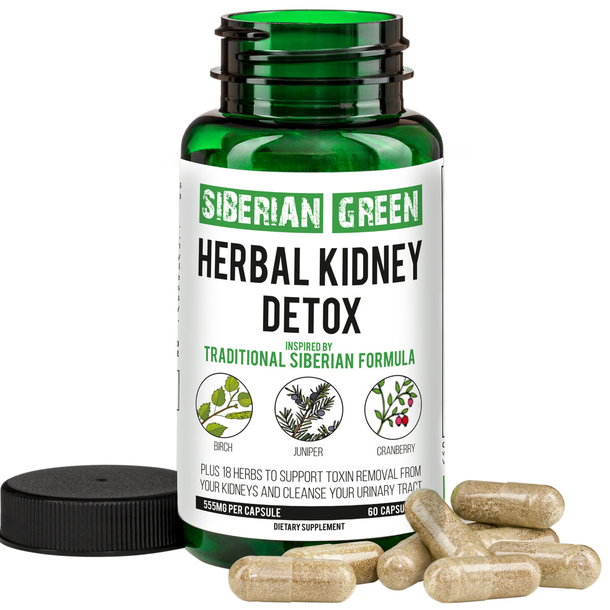 Suplemento herbal para la presión arterial y el corazón Siberian Green, 60 cápsulas, espino blanco, hibisco y ajo