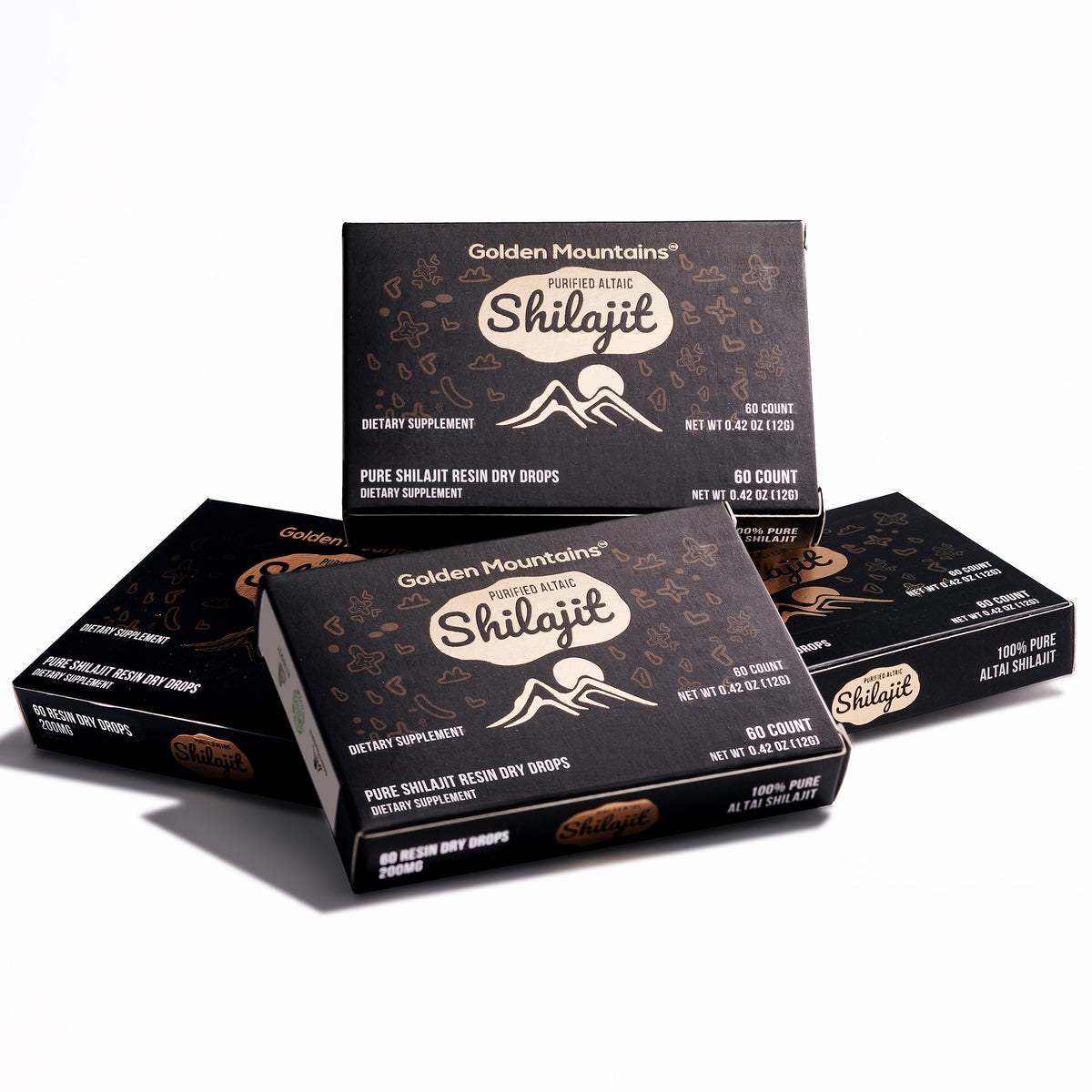 Shilajit 60 gotas secas Altai "Montañas Doradas" Verde Siberiano