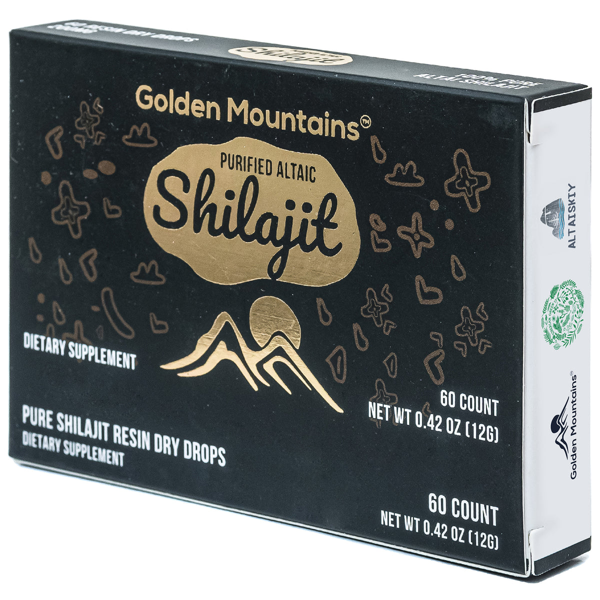 Shilajit 60 gotas secas Altai "Montañas Doradas" Verde Siberiano