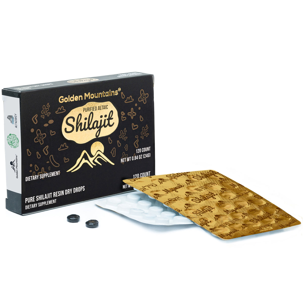 Shilajit 120 gotas secas: Shilajit de las montañas doradas de Altai de Siberian Green