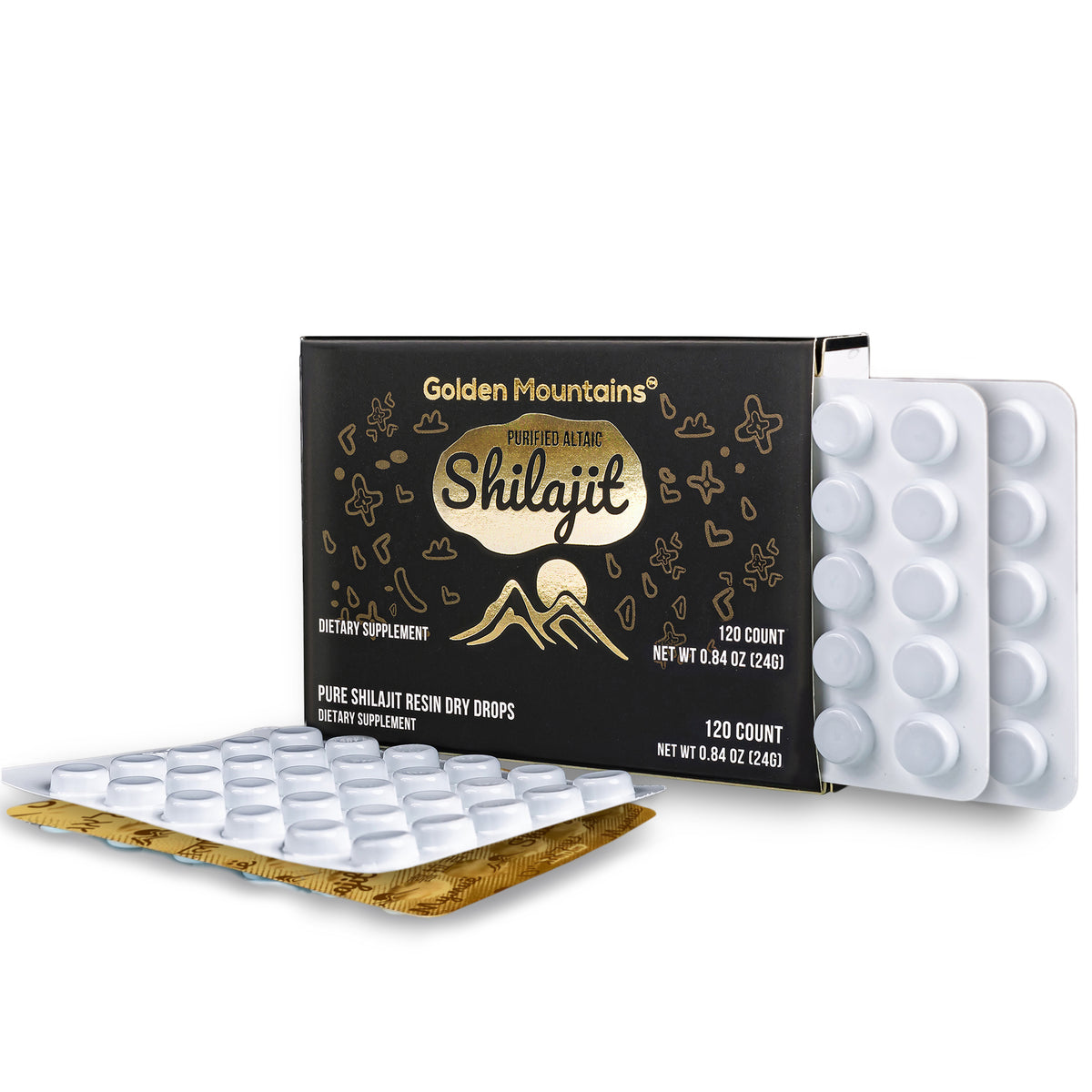 Shilajit 120 gotas secas: Shilajit de las montañas doradas de Altai de Siberian Green