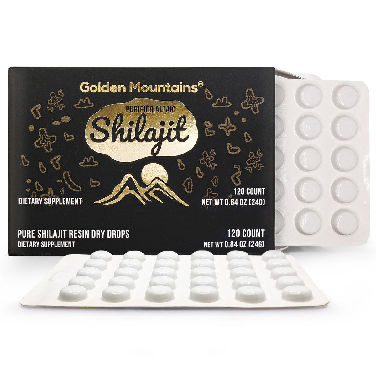 Shilajit 120 gotas secas: Shilajit de las montañas doradas de Altai de Siberian Green