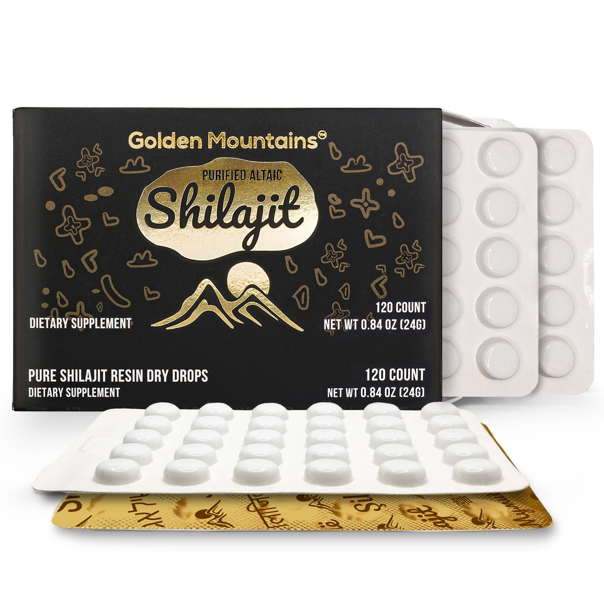 Shilajit 120 gotas secas: Shilajit de las montañas doradas de Altai de Siberian Green
