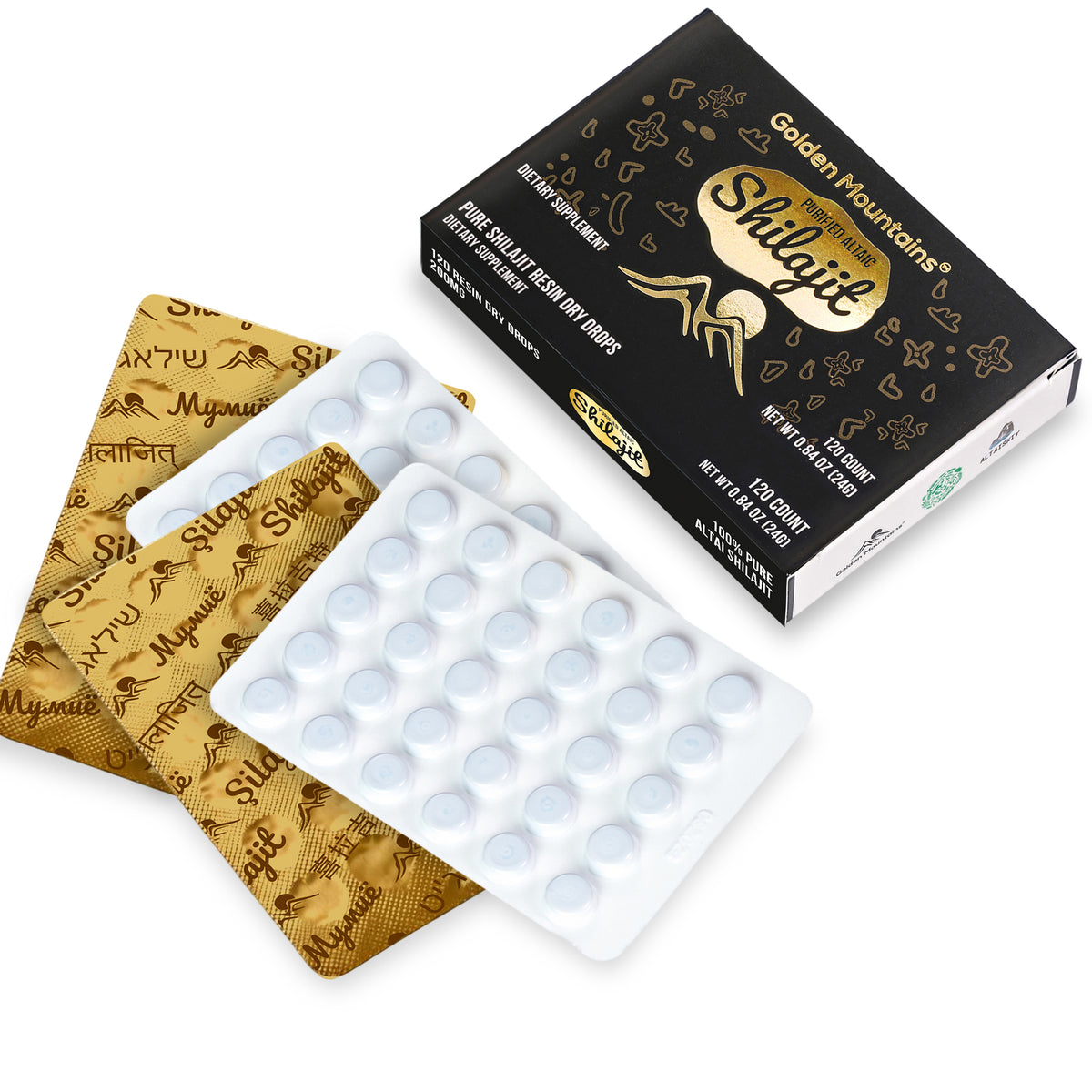 Shilajit 120 gotas secas: Shilajit de las montañas doradas de Altai de Siberian Green