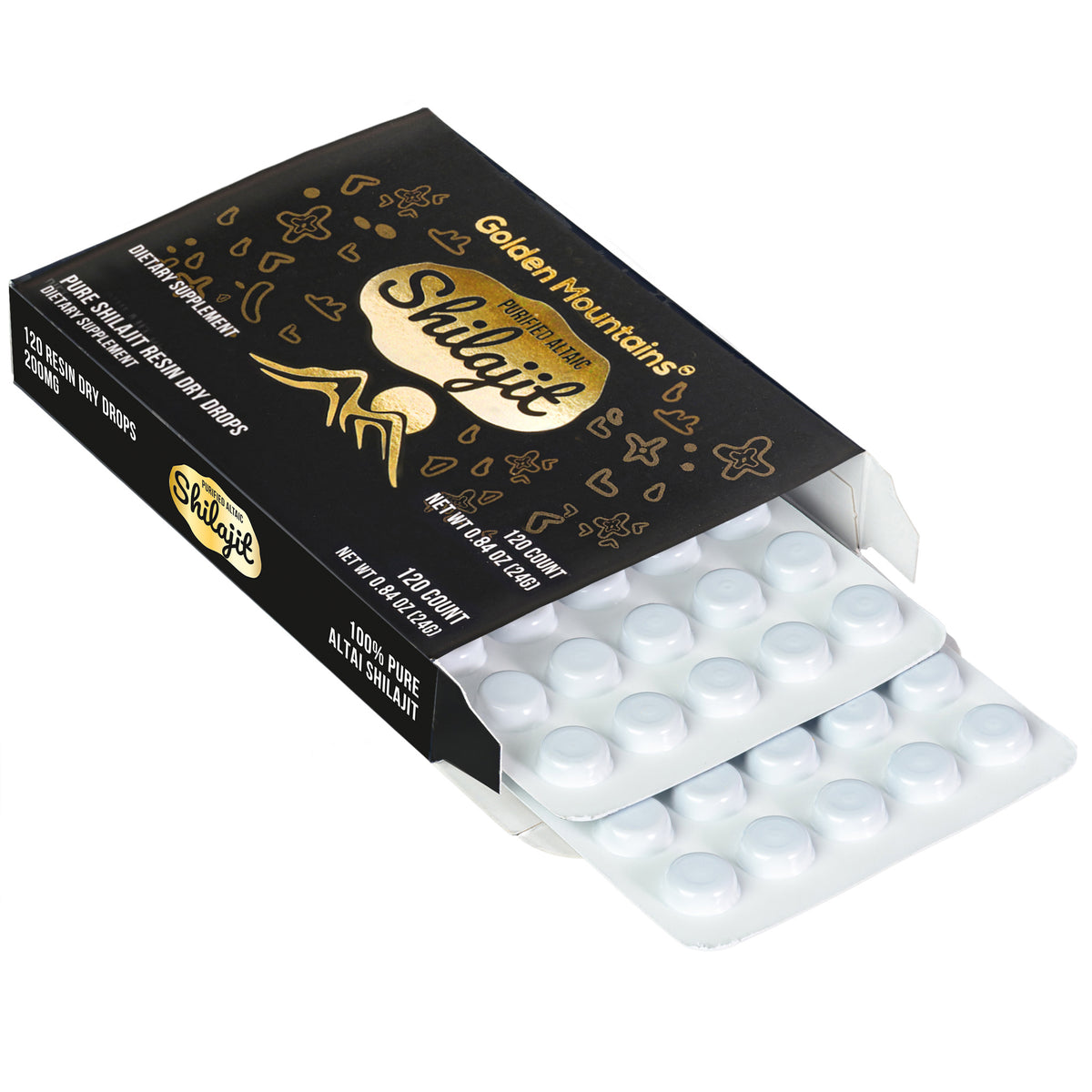 Shilajit 120 gotas secas: Shilajit de las montañas doradas de Altai de Siberian Green