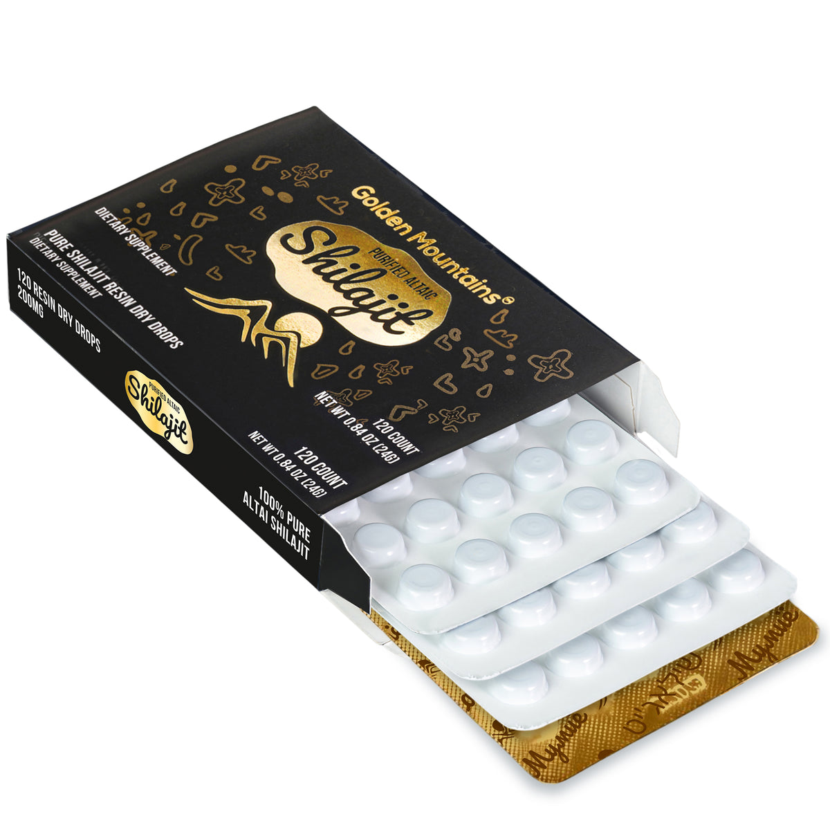 Shilajit 120 gotas secas: Shilajit de las montañas doradas de Altai de Siberian Green