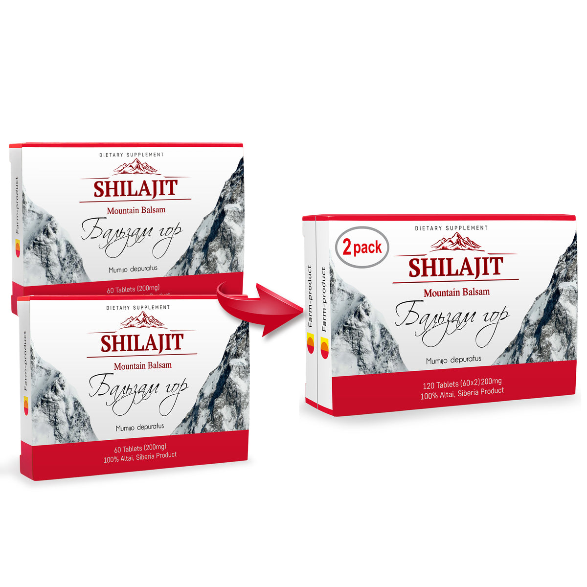 120 (2x60) "Bálsamo de Montaña" Resina Pura Shilajit Altai Mumio Mumiyo