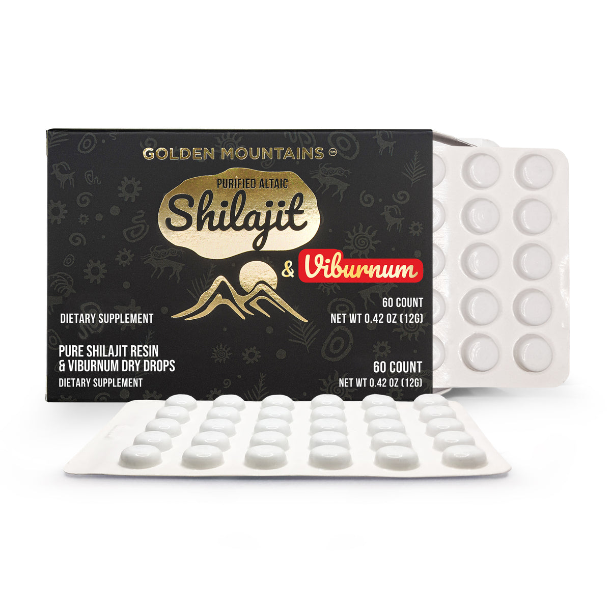 Siberian Green Shilajit Dry Drops w Viburnum Berries extract | Altai Golden Mountains | 60 x 200mg