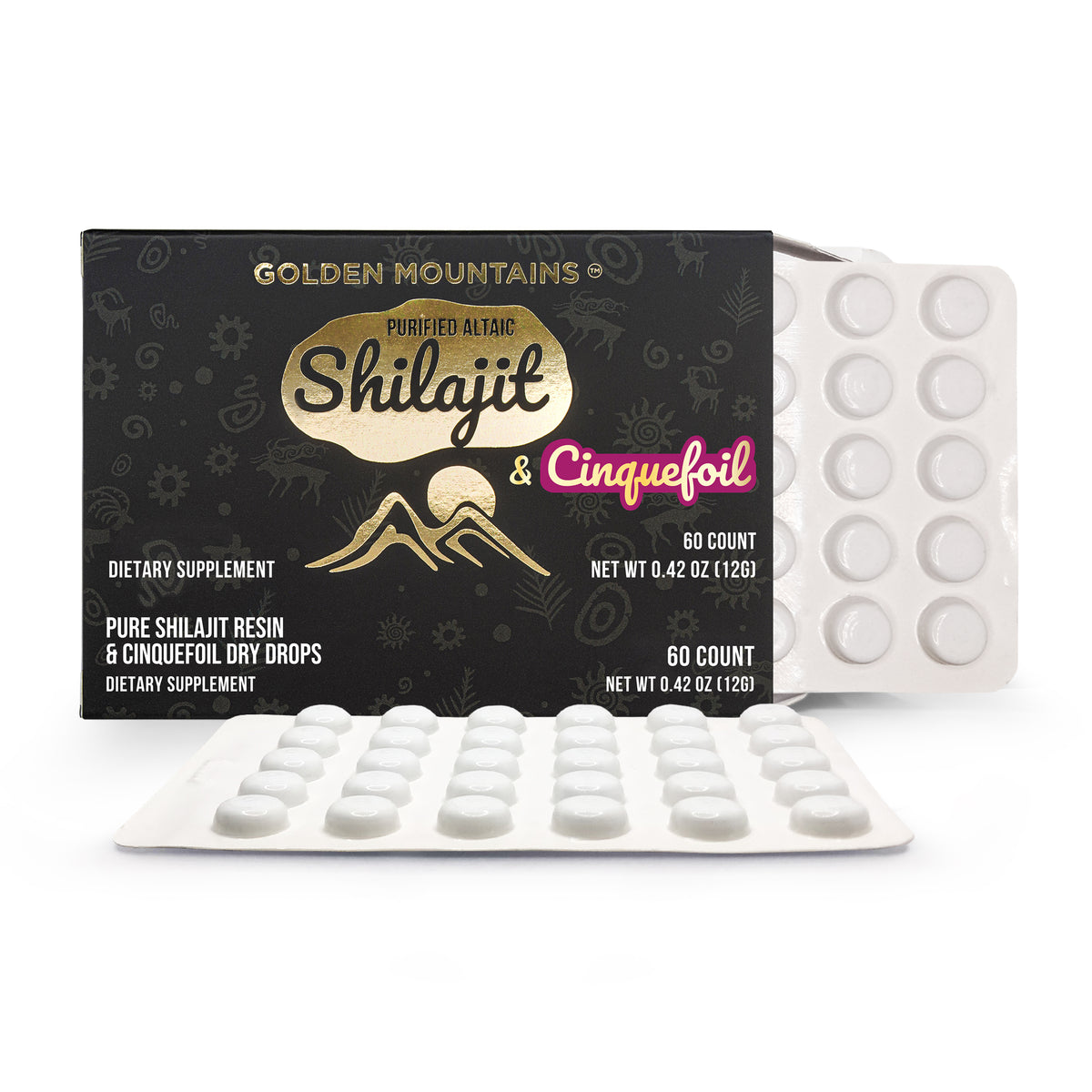 Siberian Green Shilajit Dry Drops w Cinquefoil extract | Altai Golden Mountains | 60 x 200mg