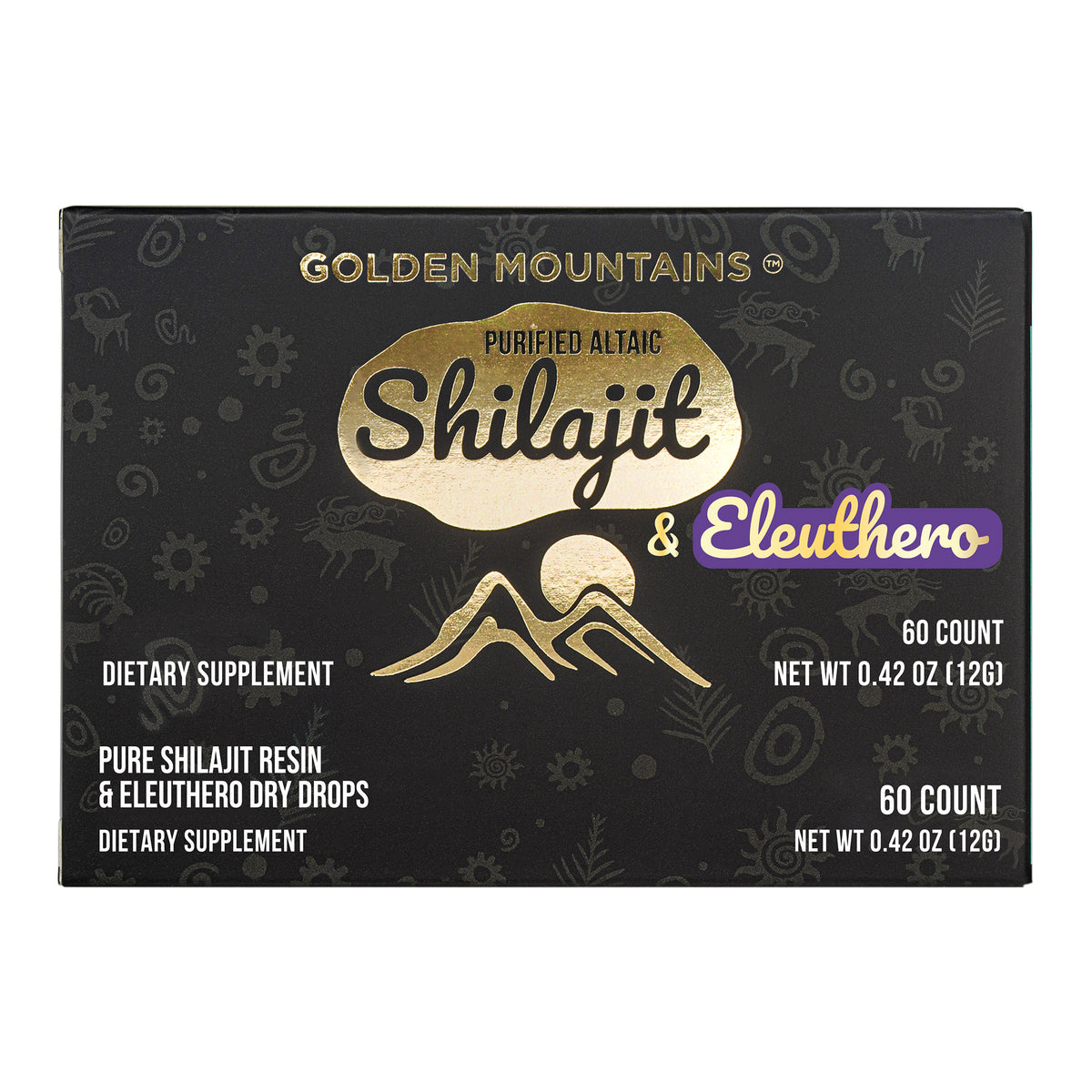 Siberian Green Shilajit Dry Drops w Eleuthero extract | Altai Golden Mountains | 60 x 200mg