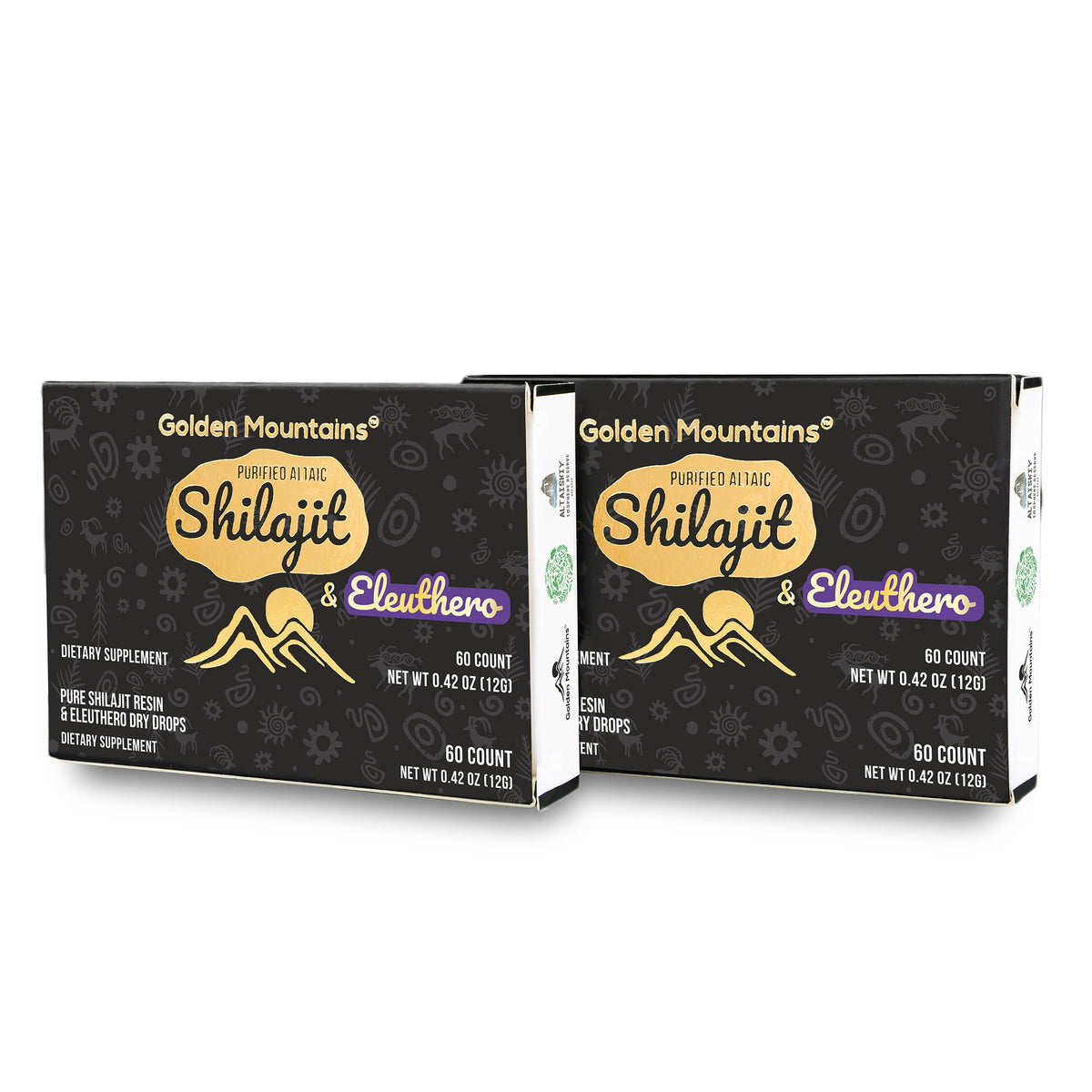 Siberian Green Shilajit Dry Drops w Eleuthero extract | Altai Golden Mountains | 60 x 200mg