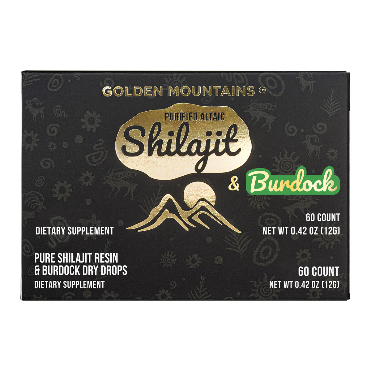 Siberian Green Shilajit Dry Drops w Burdock Root extract | Altai Golden Mountains | 60 x 200mg