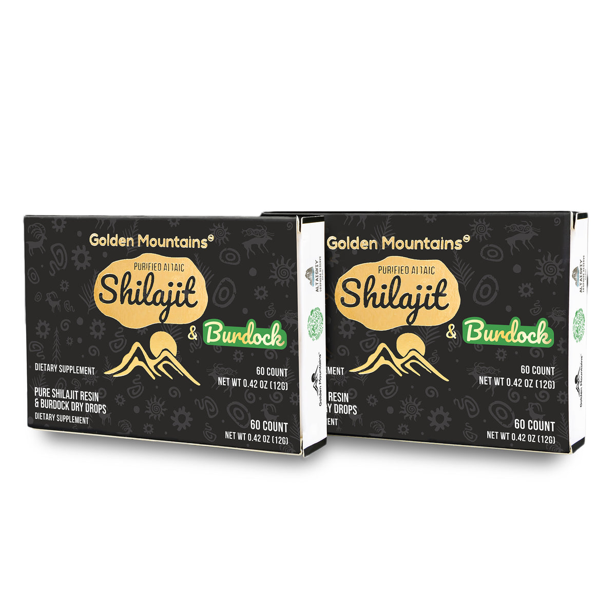 Siberian Green Shilajit Dry Drops w Burdock Root extract | Altai Golden Mountains | 60 x 200mg