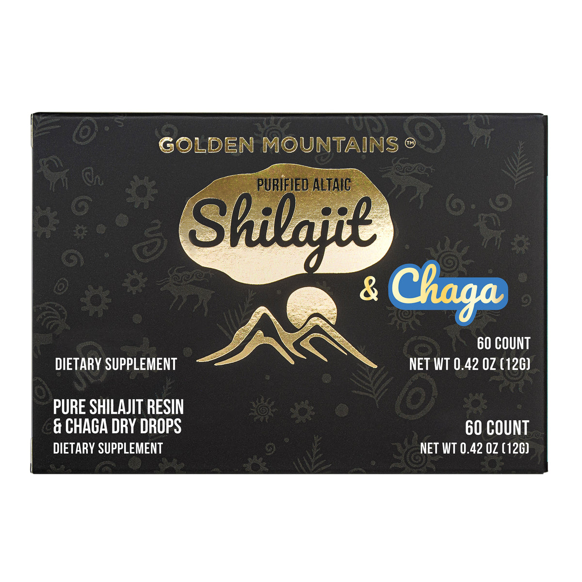 Siberian Green Shilajit Dry Drops w Chaga Birch extract | Altai Golden Mountains | 60 x 200mg