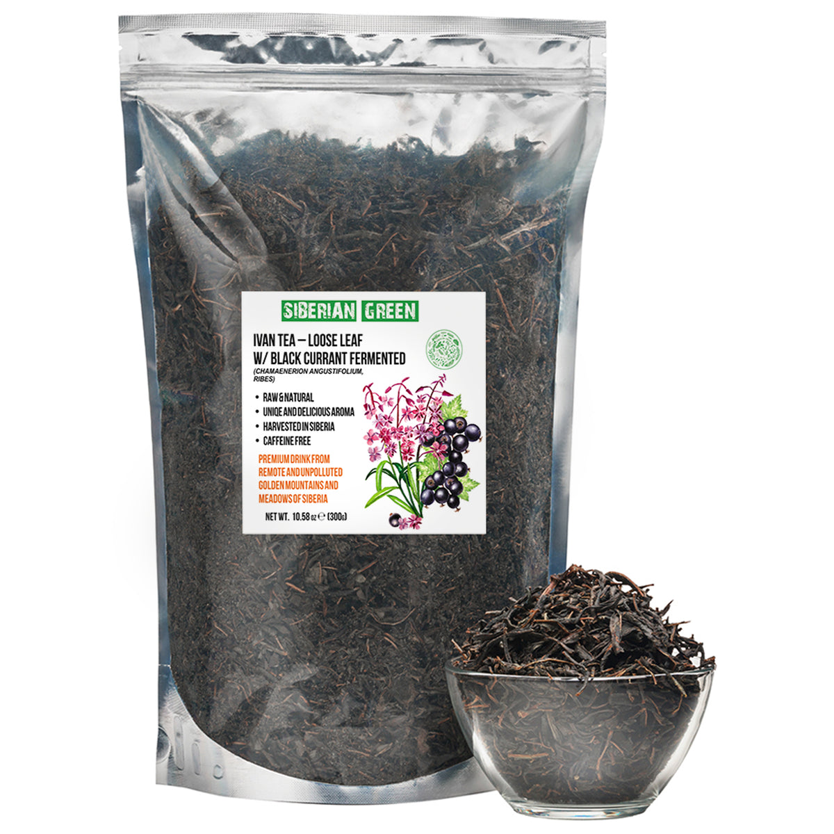 Siberian Green Fermented Ivan Tea with Black Currant Leaves – 300g