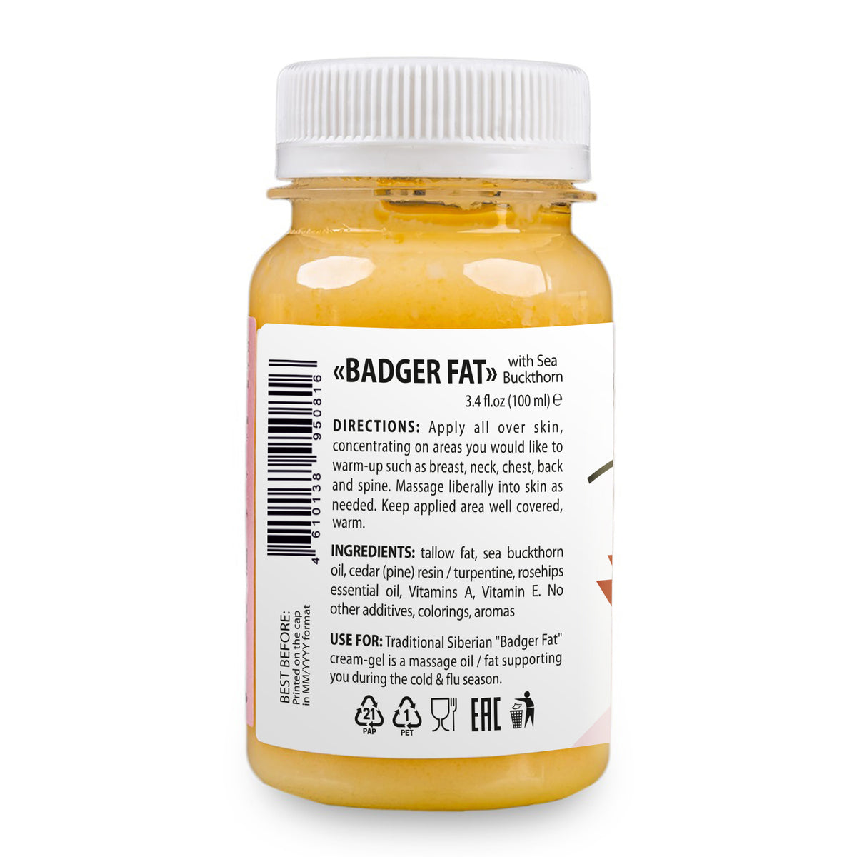 Siberian Badger Fat Cream-Gel – Warming Formula with Eucalyptus, Mint, and Red Pepper | 100ml