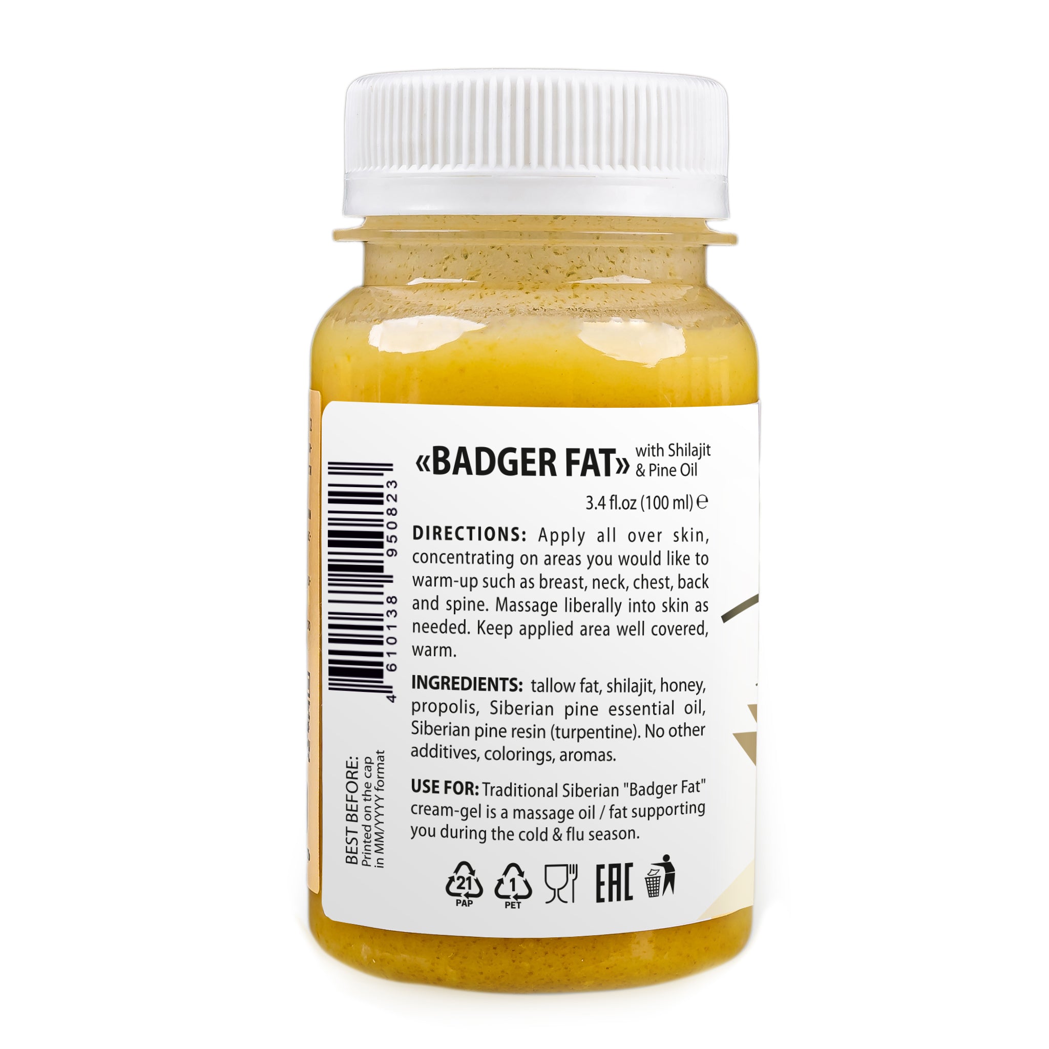Cream-Gel Badger Fat with Altai Shilajit and Siberian Pine Oil 100ml Cream-Gel Badger Fat with Altai Shilajit and Siberian Pine Oil 100ml