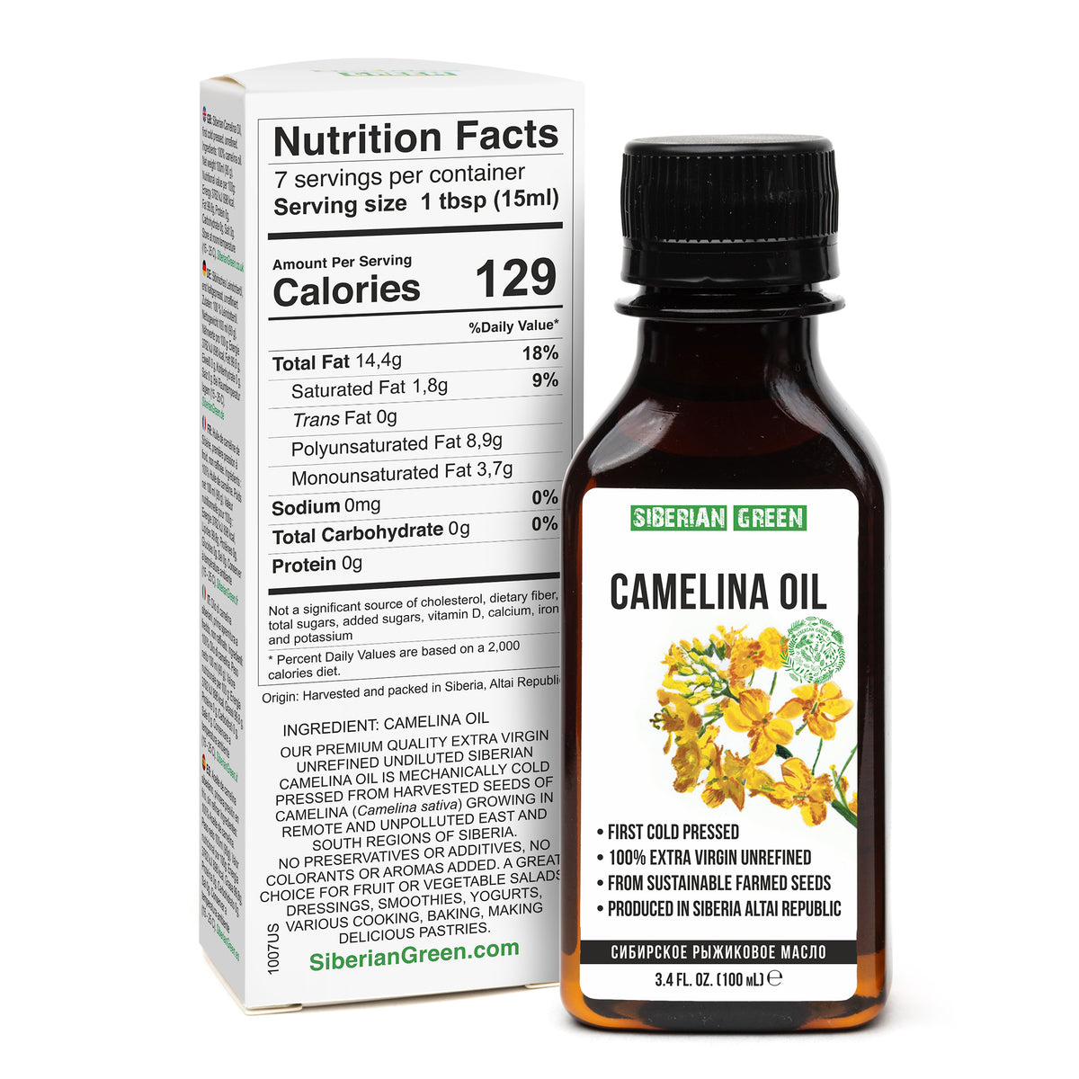 Siberian Camelina Oil | Extra Virgin Cold Pressed 100 ml | Premium Omega-3