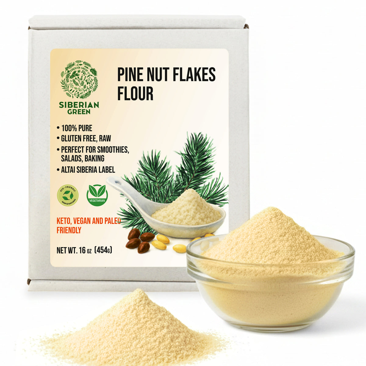 Siberian Pine Nut Flour (Kernel Powder) – 454g / 1 lb