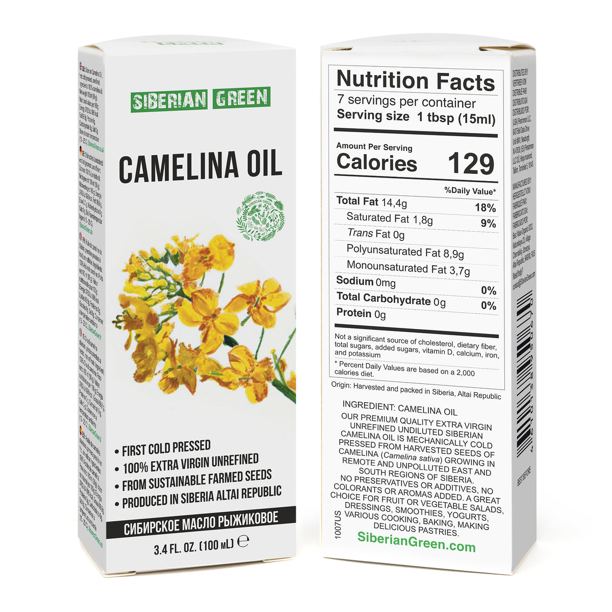 Siberian Camelina Oil | Extra Virgin Cold Pressed 100 ml | Premium Omega-3