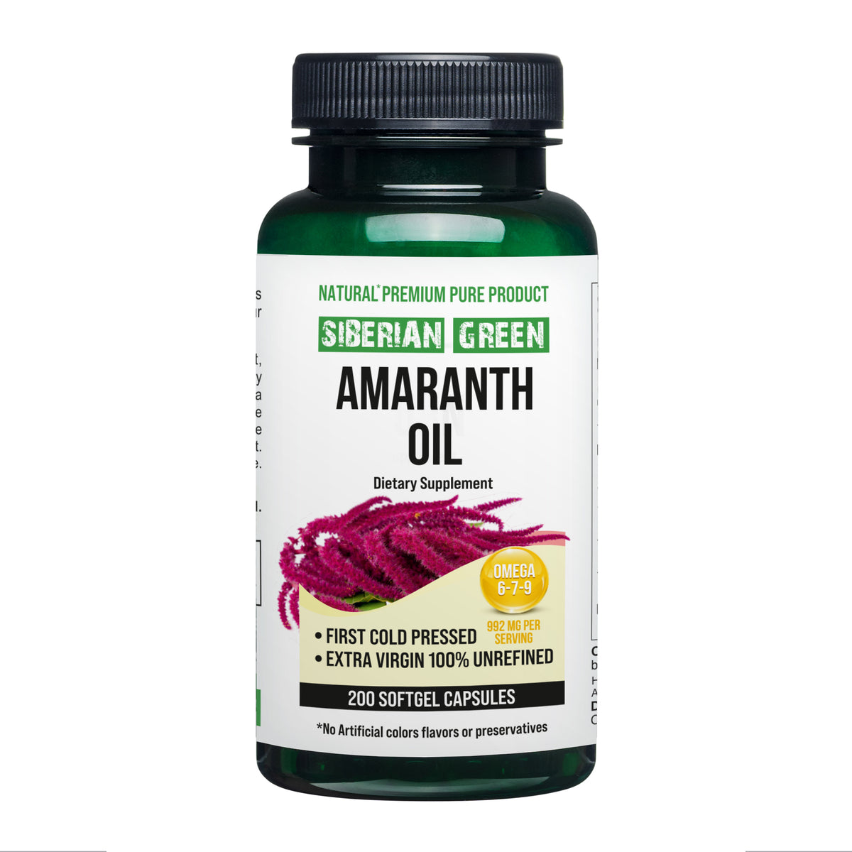 Siberian Green Amaranth Seed Oil Capsules – 200 Softgels | Cold Pressed &amp; Unrefined