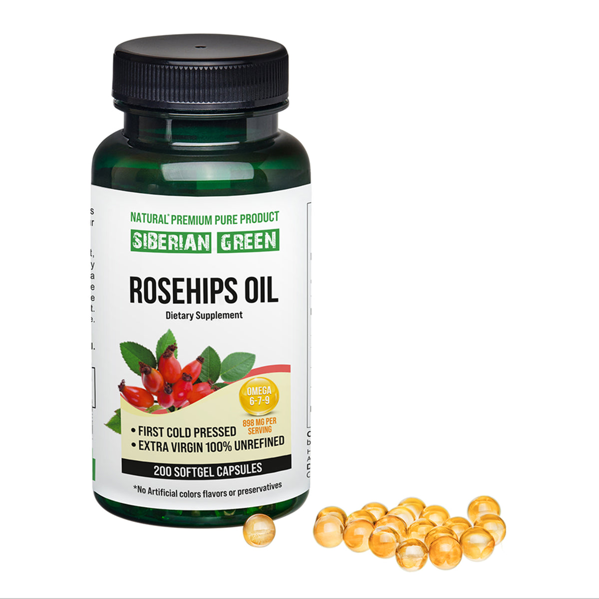 Siberian Green Rosehip Oil Pills | Cold-Pressed &amp; Unrefined