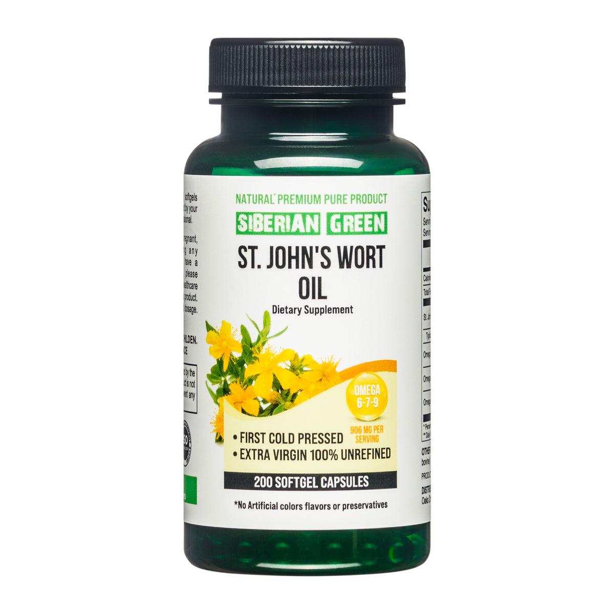 Cápsulas de aceite de hipérico verde siberiano, 200 cápsulas blandas, cosecha silvestre, Siberia Altai, prensado en frío, sin refinar 