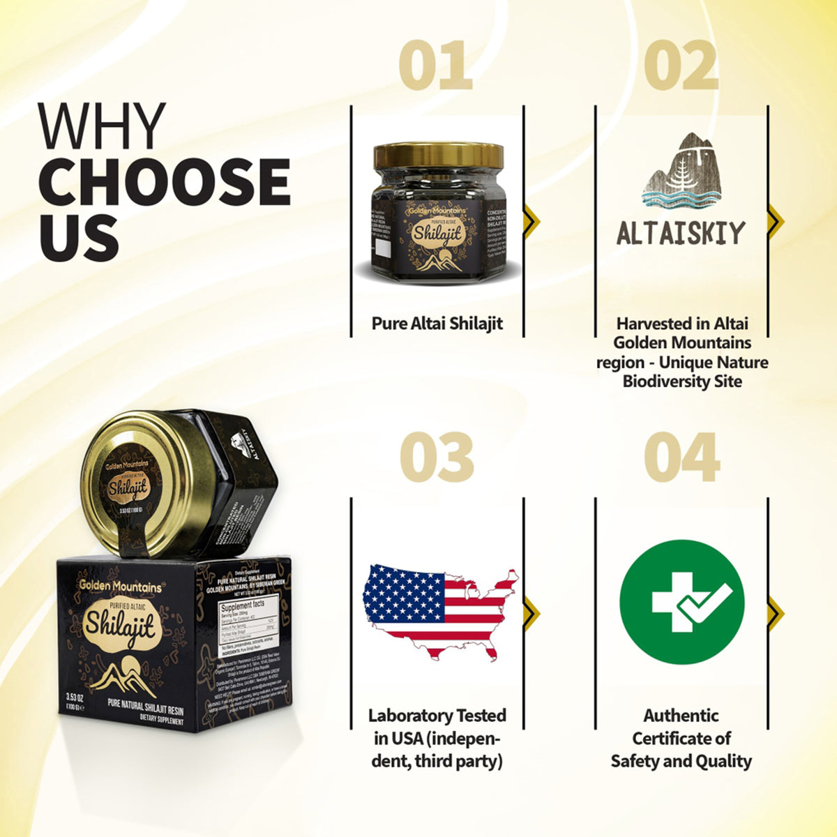 Golden Mountains Shilajit Resin 100g: Pure Altai Mountains Shilajit by Siberian Green