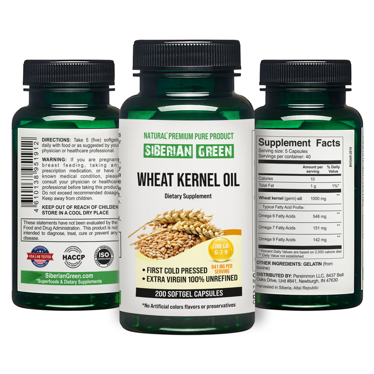 Siberian Wheat Kernel Oil Capsules – 200 Softgels | Cold-Pressed &amp; Unrefined