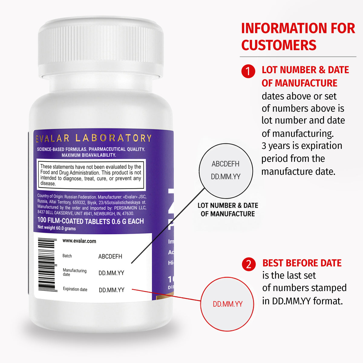 Evalar Zinc Picolinate 50 mg 100 Tablets
