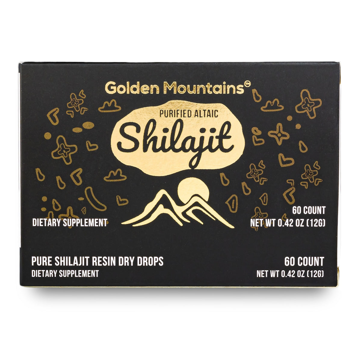 PAQUETE DE 3 - 180 COMPRIMIDOS Gotas secas puras de resina de shilajit de Altai de primera calidad GOLDEN MOUNTAINS