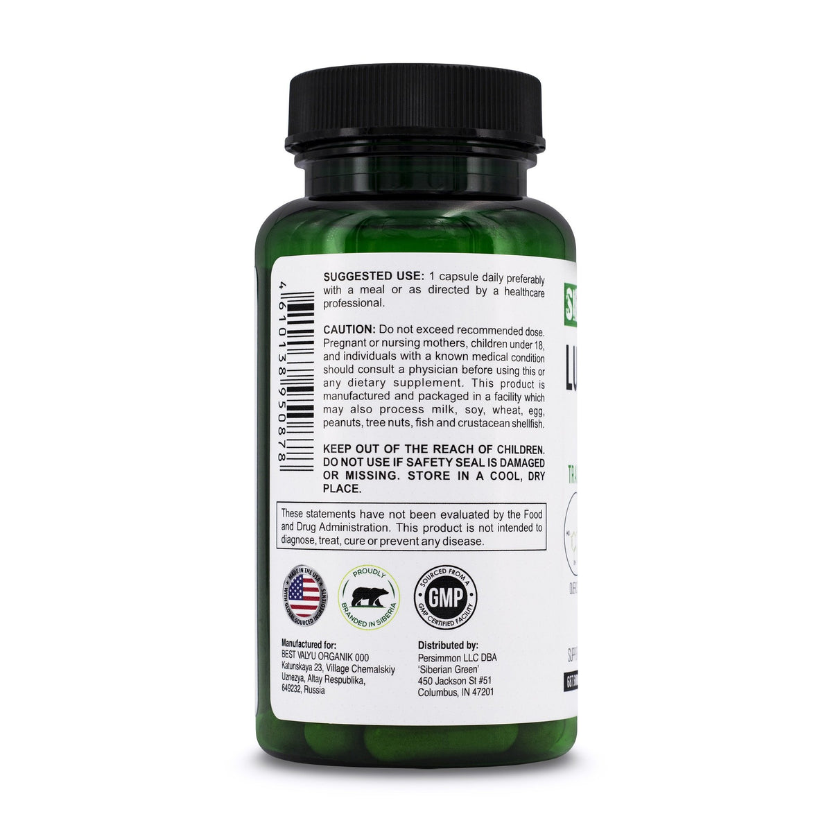 Herbal Lung Support Siberian Green 60 Caps -  Pine Bark Quercetin Bioflavonoids