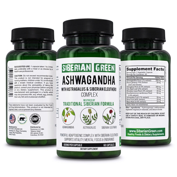 Organic Ashwagandha Root Astragalus & Siberian Eleuthero Ginseng Compl