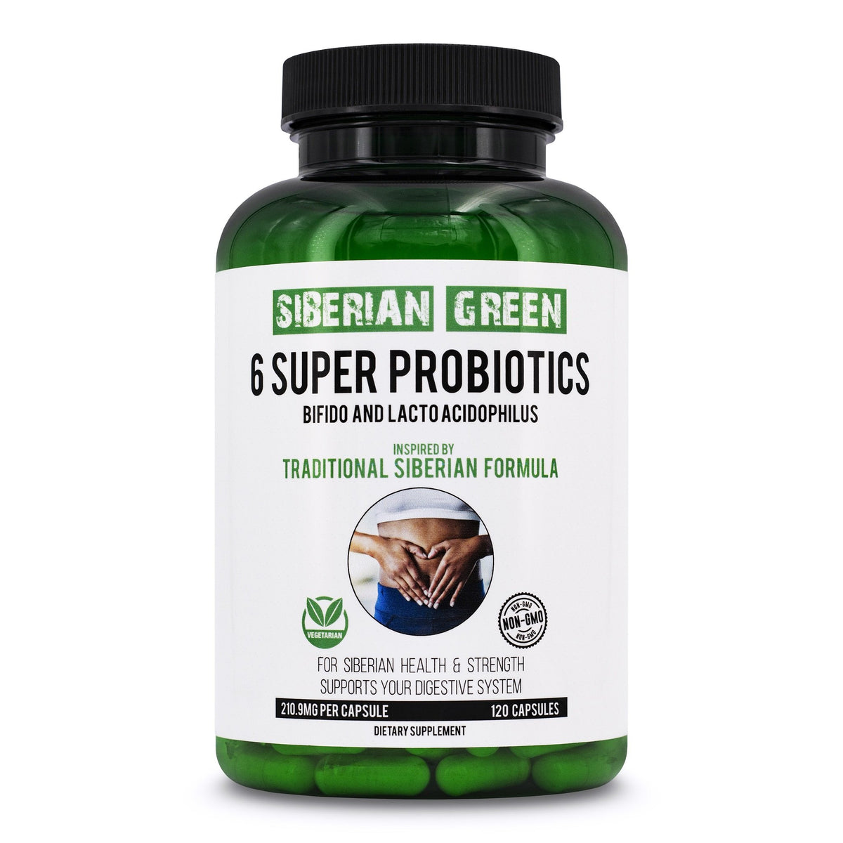 6 Super Probiotics Siberian Green Bifido &amp; Lacto Acidophilus 120 Caps