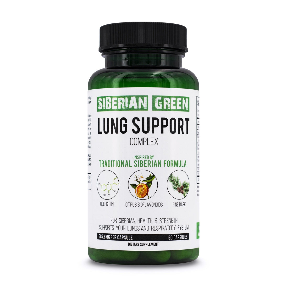 Herbal Lung Support Siberian Green 60 Caps -  Pine Bark Quercetin Bioflavonoids