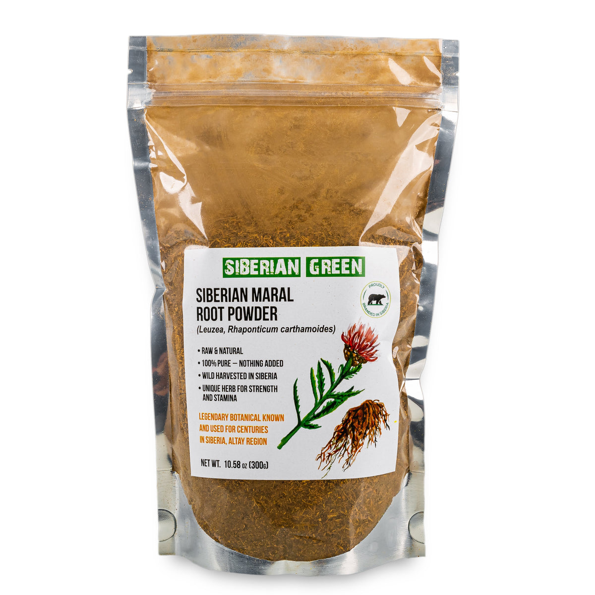 Leuzea Root Tea Loose Powder 300g (10.58oz) Wild Harvested Maral Rhaponticum carthamoides from Altai