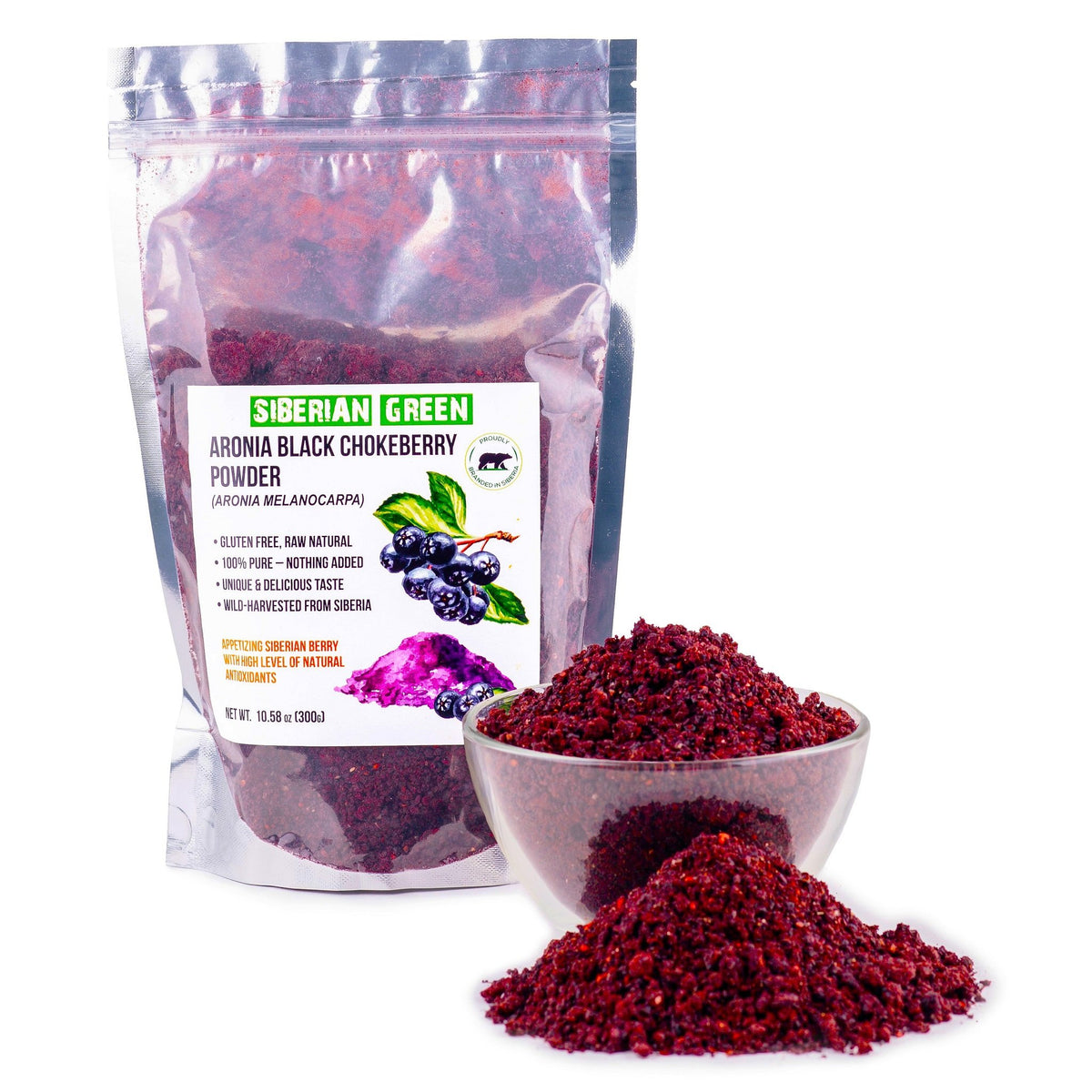 Aronia Black Chokeberry Dried Berries Powder Tea 300g (10.58oz) Wild Harvested from Altai